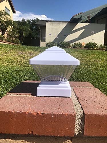 6 Pack Solar Post Deck Cap Fence LED Light Black/White for 4x4 inches PVC Post (White)