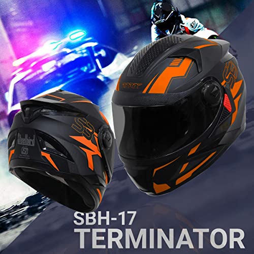 Image of Steelbird SBH-17 Terminator ISI Certified Full Face Graphic Helmet in Matt Finish with Chrome Visor