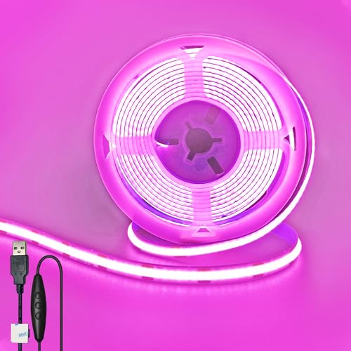 Tira de LED USB 5V 8mm COB Dimmable 320 LEDs 3M Rosa miniatura 1