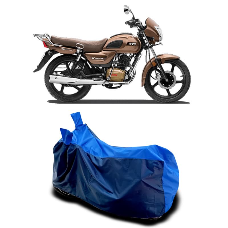 Image of DUFFEL-Two Wheeler Bike Body Cover Compatible for Tvs Radeon Heat Protectio /UV-Rays /Birds Dropping /DustProof /Waterproof All Variants [Nevay Blue]