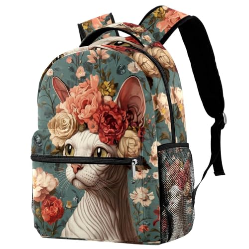 Sac à dos d'école étanche chat sans poils contre les fuites de gourde