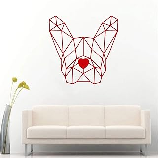 Pegatina de pared de vinilo de Bulldog francés poligonal perro mascota sala de estar TV Fondo niños decoración de dormitorio