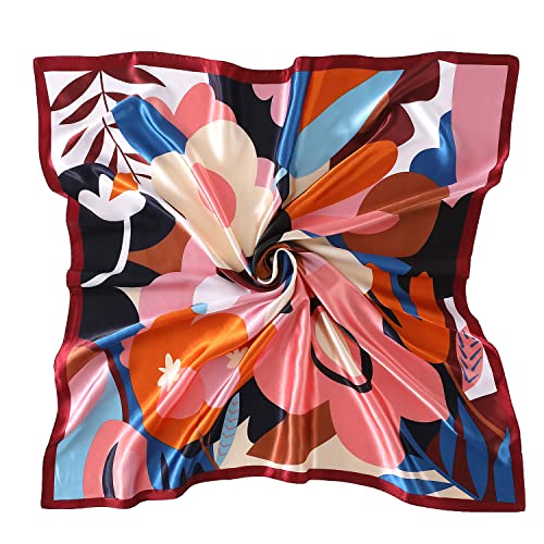 Women's 35" Satin Square Silk Like Hair Scarves and Wraps-Square Silk Head Scarf for wrapping hair2