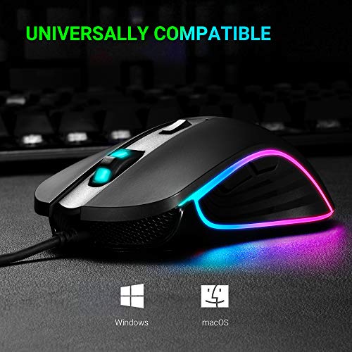 Image of ABKONCORE M30 Gaming Mouse Wired, USB Computer Mice for Game & Daily, 6 Programmable Buttons, Chroma RGB Backlit, 3500 DPI Adjustable, Comfortable Grip Ergonomic Mice for PC, Laptop, Mac, Windows