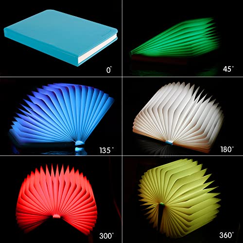 Image of Veesee 8 Colors Rechargeable Book Night Light, Novelty LED Book Lamp USB Charge, Home Bedroom Decor Gift for for Birthday, Anniversary, Kids, Girlfriend, Wife (Blue) Christmas Gift，New Year Gift