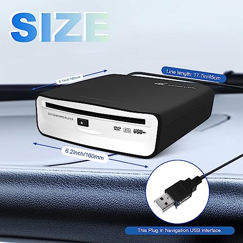 Smallterm External Universal CD Player for Car, Portable CD Player with Extra USB Extension Cable - Image 2