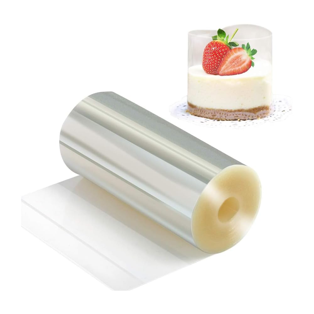 Cake Collar, Acetate Cake Collar Roll DIY Acetate Fiber Sheet Baking Transparent Mousse Cake Sheet Surrounding Edge Transparent Cake Strip for Baking Decoration Shaker Card Making (15 x 1000 cm)