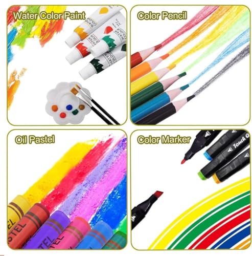 Image of Kitchen Bloom Color Kit Art Set for Kids, 145 Pieces Drawing Kit with Colour Pencils, Oil Pastels, Paint Brushes, Water Colours, Marker Pens, Color Set for Kids (Unicorn (49))