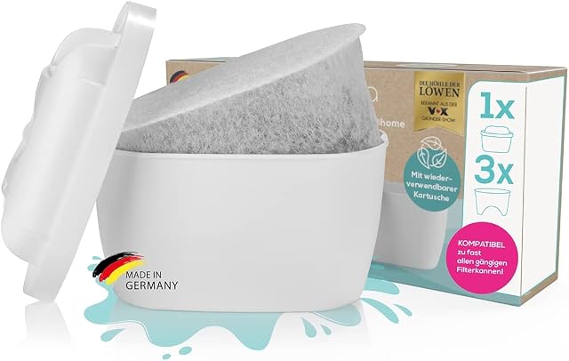 Yucona Water Filter Starter kit for 3 Months, All Common Filter jug Systems | Reusable Water Filter Cartridge, 96% Plastic Saving, Activated Carbon Made from Coconut Shells | Made in Germany