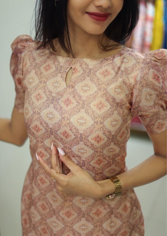 Image of Sun Fashion And Lifestyle Women's Chanderi Stitched Printed Kurti