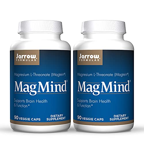 Jarrow Formulas MagMind - 90 Capsules, Pack of 2 - Includes Magnesium L-Threonate (Magtein) - Supports Brain Health & Function - 60 Total Servings