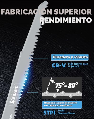 Miniatura 2 de Ezarc Juego De 12 Hojas De Sierra Alternativa Para Podar Madera, Hojas De Sierra De Poda Para Árboles, Corte De Madera Húmeda Con Caja Organizadora, Duraderas Y Afiladas
