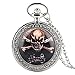 ZHAOXIANGXIANG Reloj De Bolsillo,Creativo Estilo Punk Pirata Calavera Retro Hueso Moda Color Plata Cuarzo Reloj De Bolsillo Hombres Collar Cadena Reloj Regalo