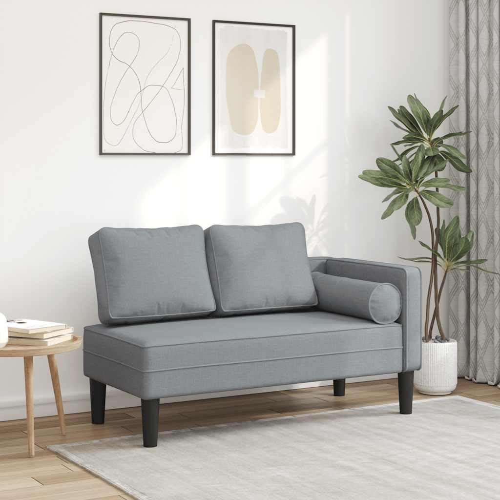 vidaXL Sofá diván con Cojines Tela Gris Claro, Chaise Longue Silla, sofá Chaise Longue, sofá tapizado, Tumbona, Tumbona, sofá de salón