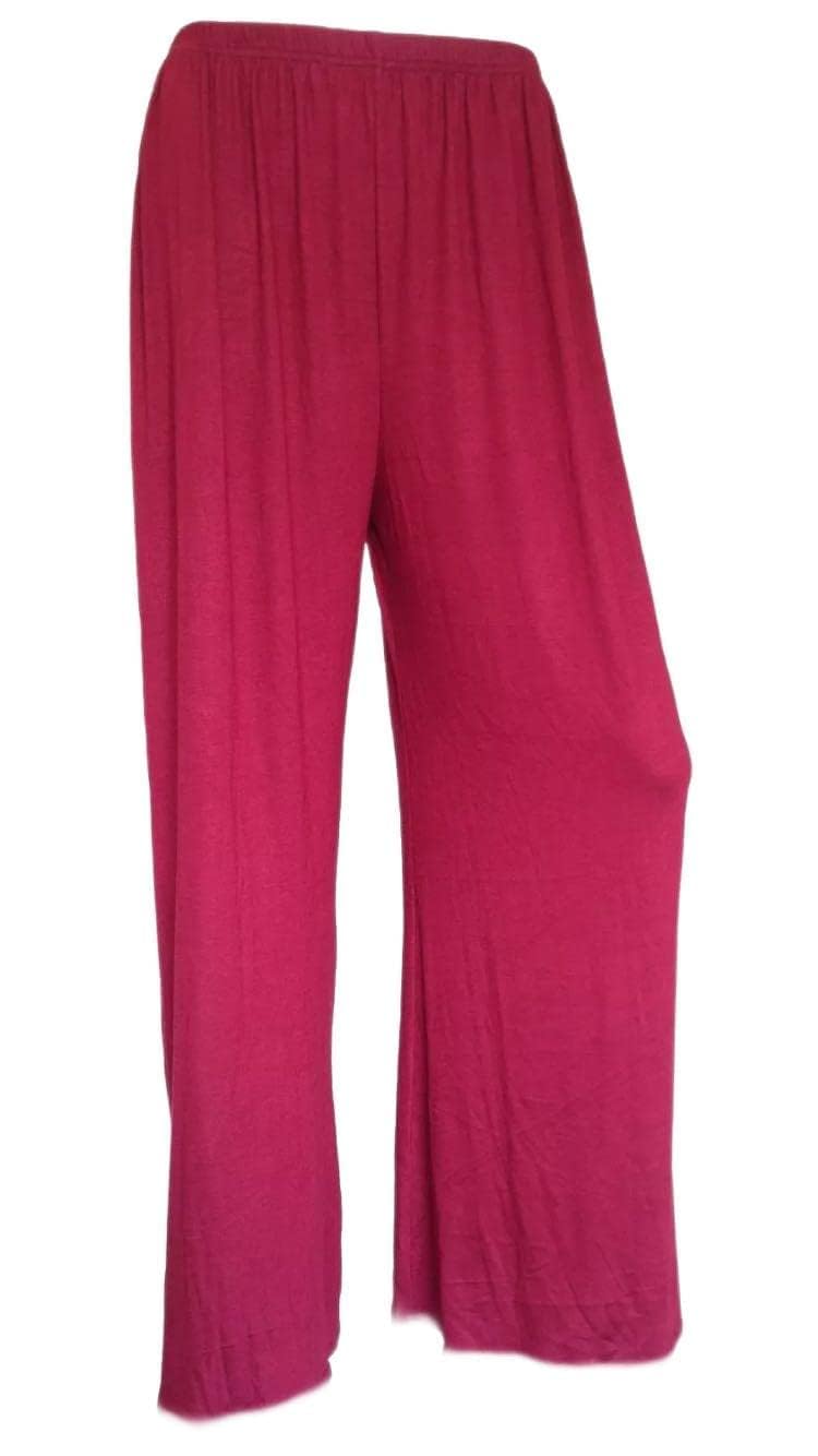 Women's Wine Plus Size Plain Palazzo Wide Leg Flared Trousers Pants Uk 8-26 (Xxxl (24-26 Uk), )