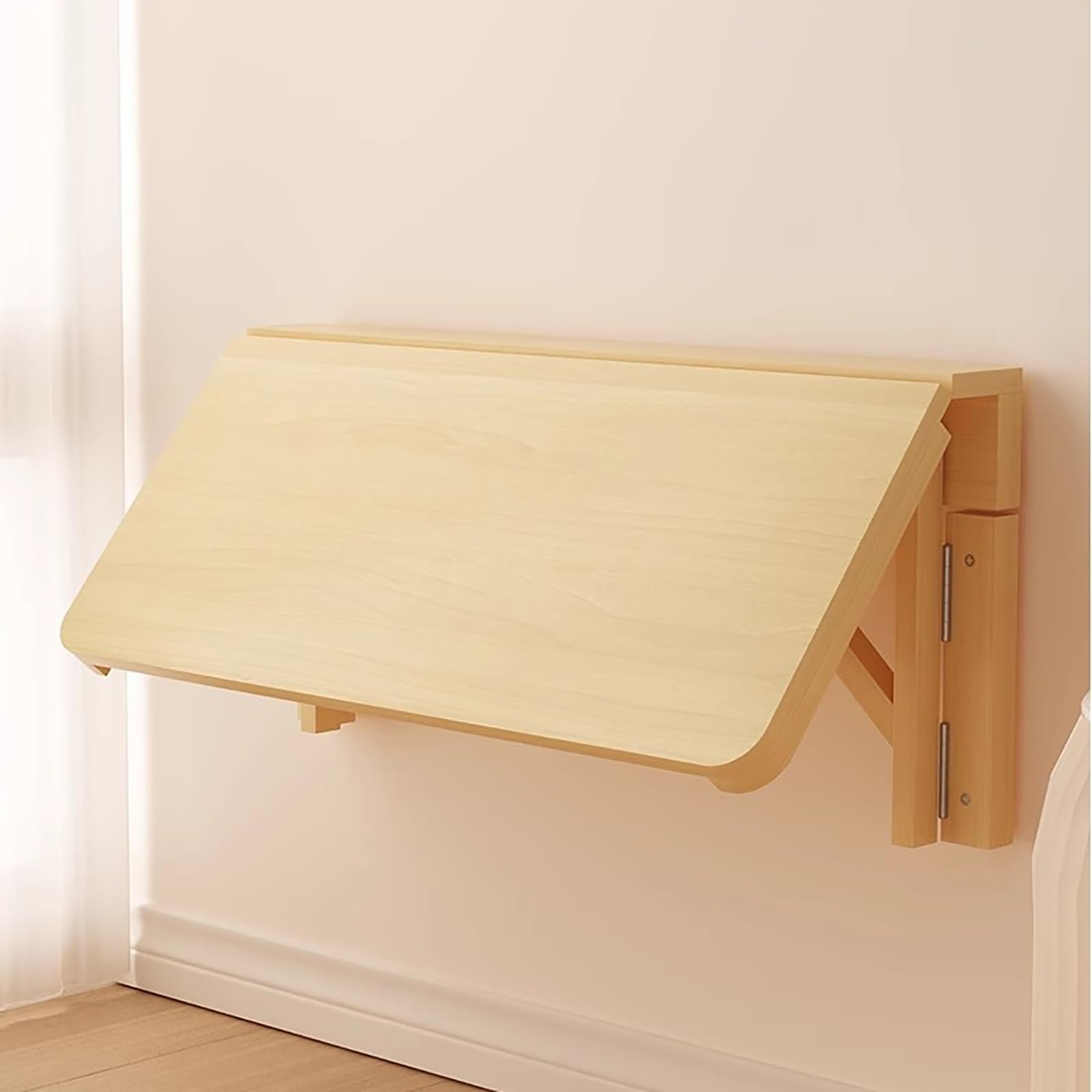 Table pliante murale 80x60 cm en bois pour gain de place