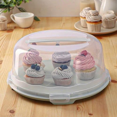 Round Plastic Cake Box with Lockable Lid & Carry Handles White Large Cake Carrier Storage Container for Cakes, Serving Pies, Cookies and Desserts - Image 5