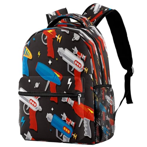 Sac à dos d'école multicolore à motif pistolet jouet de 40 cm pour adolescents et filles