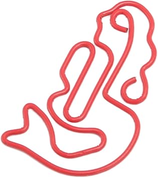 Cute Paper Clips,20pcs Red Sea Maid Paper Clips Creatively Cute Plated Metal Bookmark for Home School Students Stationery