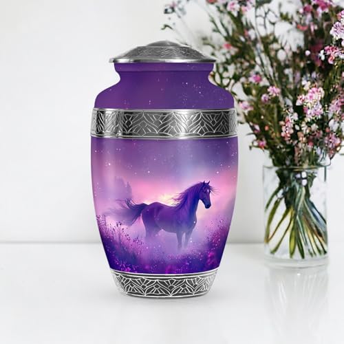 Image of Horse Urns for Human Ashes Adult Man - Large Cremation Urn for Women - Decorative Purple Urn for Human Ashes Adult Male and Female