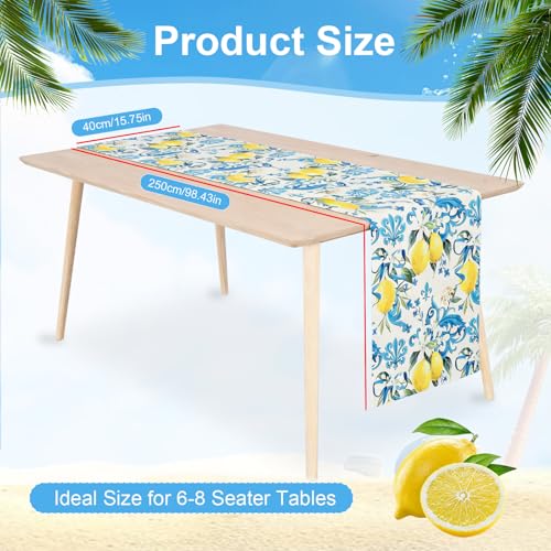 Hejo Blue Lemon Summer Table Runner, Durable Print Table Runner – Machine Washable 40x250cm for Kitchen, Dining, Garden Parties & Outdoor Gatherings - Image 3