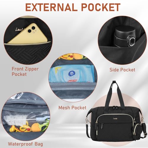 Image of 7pcs Diaper Tote, Large Mommy Bag, Baby Diaper Bag - Black