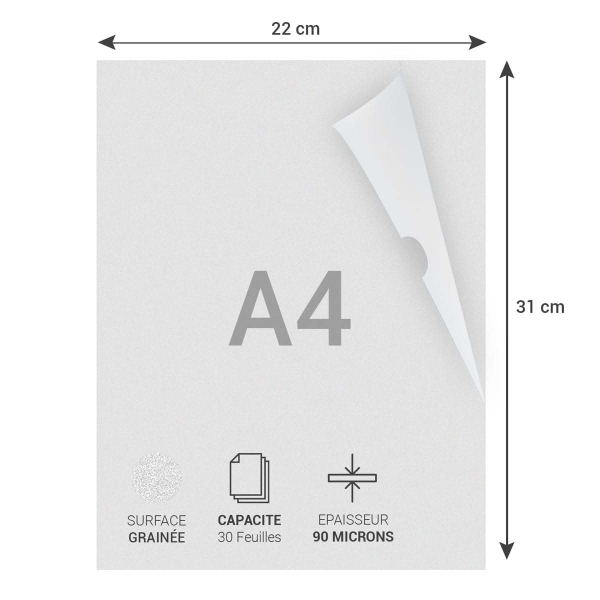 Waytex 931308 Clear A4 Grained 90 Micron Corner Wallet - Pack of 50, Grainées Medium - 50 - Image 3