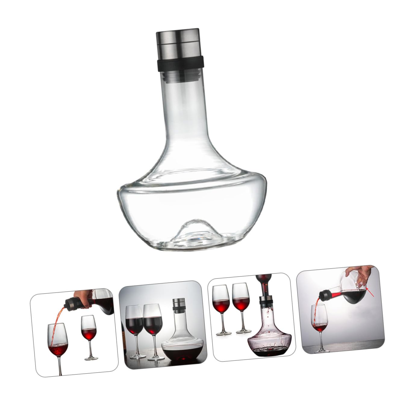 TOYANDONA Decantador de Vino Rápido de Vidrio Transparente Decantador Hogar de Vino Portátil de Vidrio Doméstico para Servir Tinto