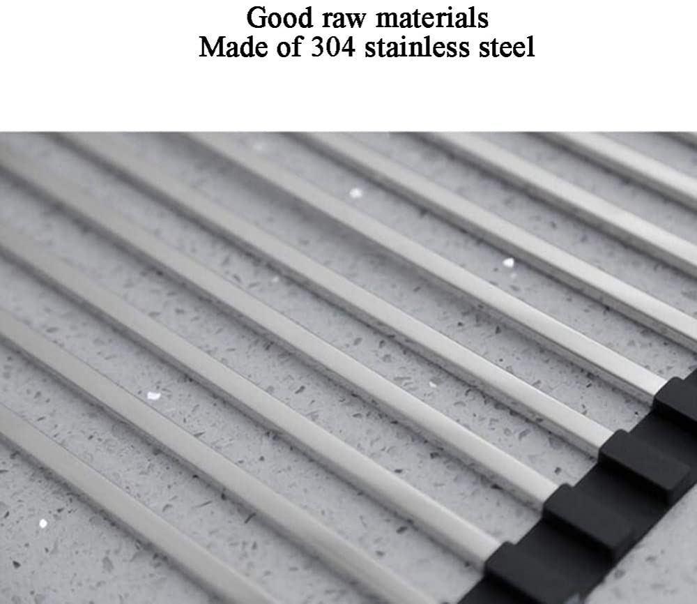 Rejilla Para Secado De Drenaje De Acero Inoxidable 304, Rejilla Multifunción Con Persiana Enrollable De Cocina, Rejilla Plegable Para Almacenamiento De Cubiertos Para Frutas Y Verduras.-E