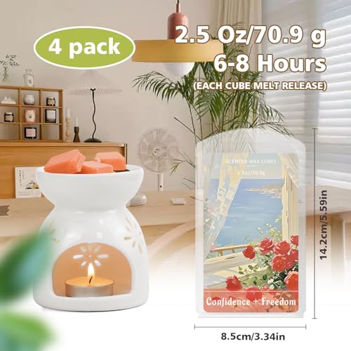 Image of SCENTORINI Wax Melts, Summer Scent Wax Cubes for Healing Calming Relax | Scented Soy Wax Melts for Warmer, Strong Scent Candle Wax, 2.5oz*4 Pack, Home Fragrances and Decoration