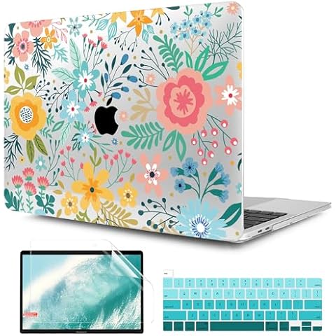 TwoL Compatible with MacBook Pro 13 inch Case 2022 2021 2020, Plastic Hard Shell Case Cover and Keyboard Skin & Screen Protector for MacBook Pro 13 inch A2338 M2/M1 A2289 A2251, Abstract Flower Cover