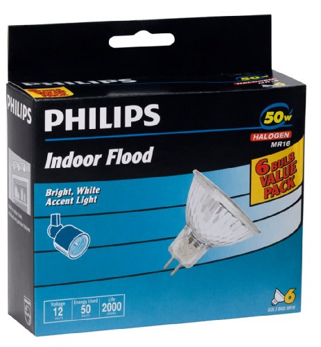 Philips 406009 Landscape And Indoor Flood 50-Watt Mr16 12-Volt Light Bulb, 6-Pack #TOP2