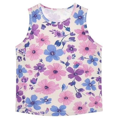 susiyo Pink Purple Blue Lavender Flowers Boys Sleeveless Tank Top Girls Athletic T Shirt
