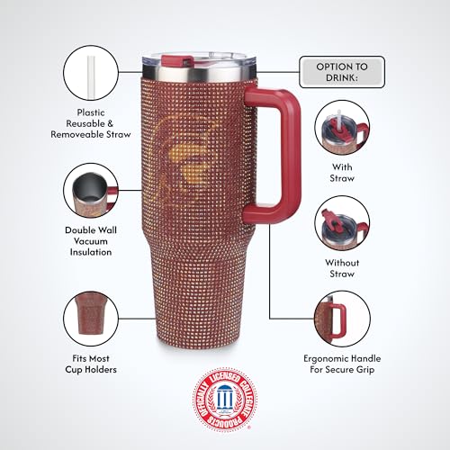 Image of The Memory Company Officially Licensed 40oz TC Bling Game Day Tumbler with Vintage Logo, University of Southern California