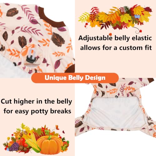 Image of CuteBone Small Dogs Outfit Soft Puppy Onesies Pjs Thanksgiving Dog Pajamas Pet Coat Cat Apparel Comfy Doggie Jumpsuit Bodysuit for All Seasons P353XS