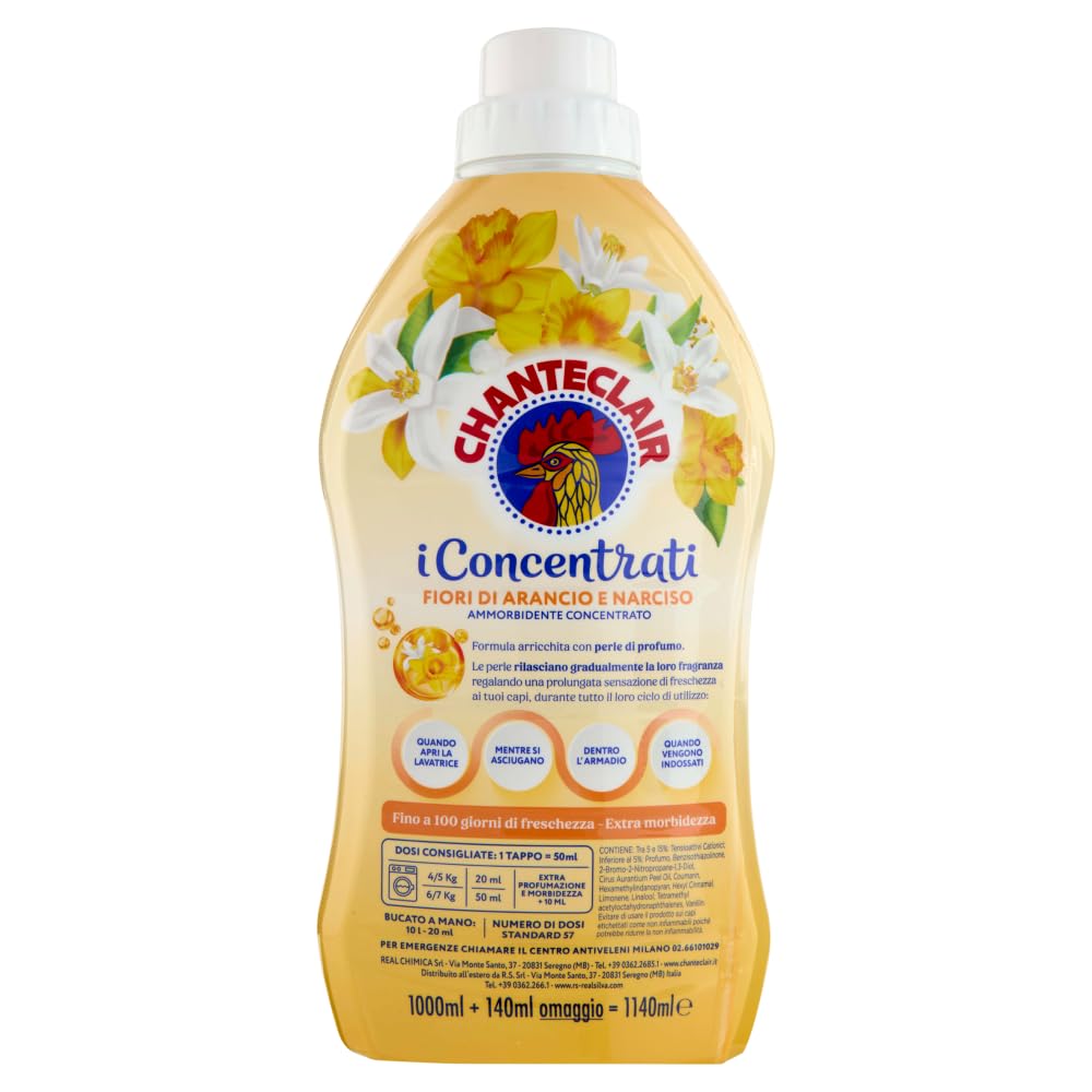 Italian Gourmet ChANTECLAIR Italian Gourmet Adoucissant Concentré | Parfum durable et douceur, parfum jusqu'à 57 lavages, idéal pour le linge, poids net total 5 l + pulpe gratuite 400 g