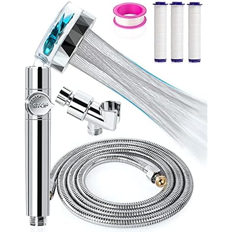 High pressure shower head kit with 3 filters, shower hose, Shower Head Holder Cover