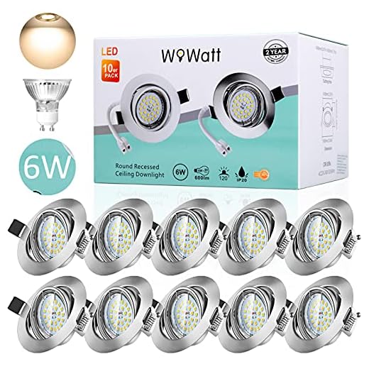 Wowatt 10 X Ojos de Buey de Led 6W Equivalente a 50W Halogenos Foco Empotrable LED Techo 68mm Blanco Cálido 2800k Incluye Bombillas LED GU10 600lm AC 220V Marco Redondo Ángulo Rotable 40°