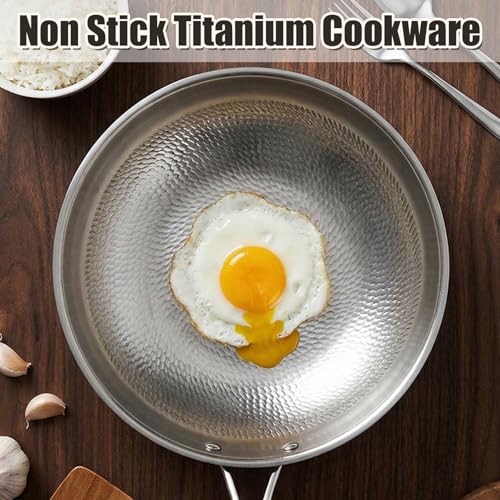 Wok de titanio martillado con tapa 11.81IN miniatura 4
