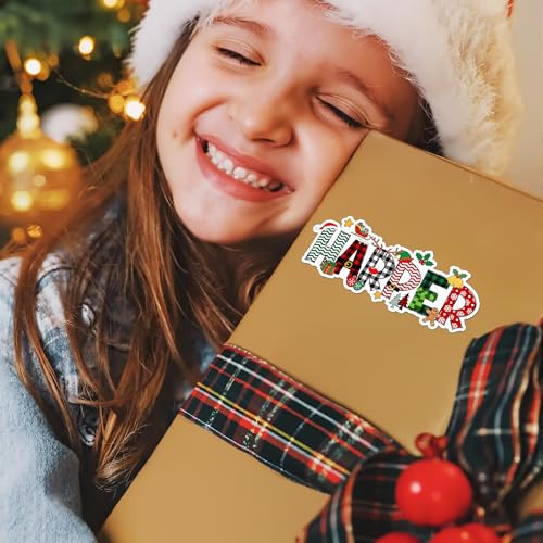 Image of Personalized Christmas Stickers, Custom Name Waterproof Christmas Gift Tags for Gift Box Holiday Decorations, Stockings, Party Favors (Name 2)