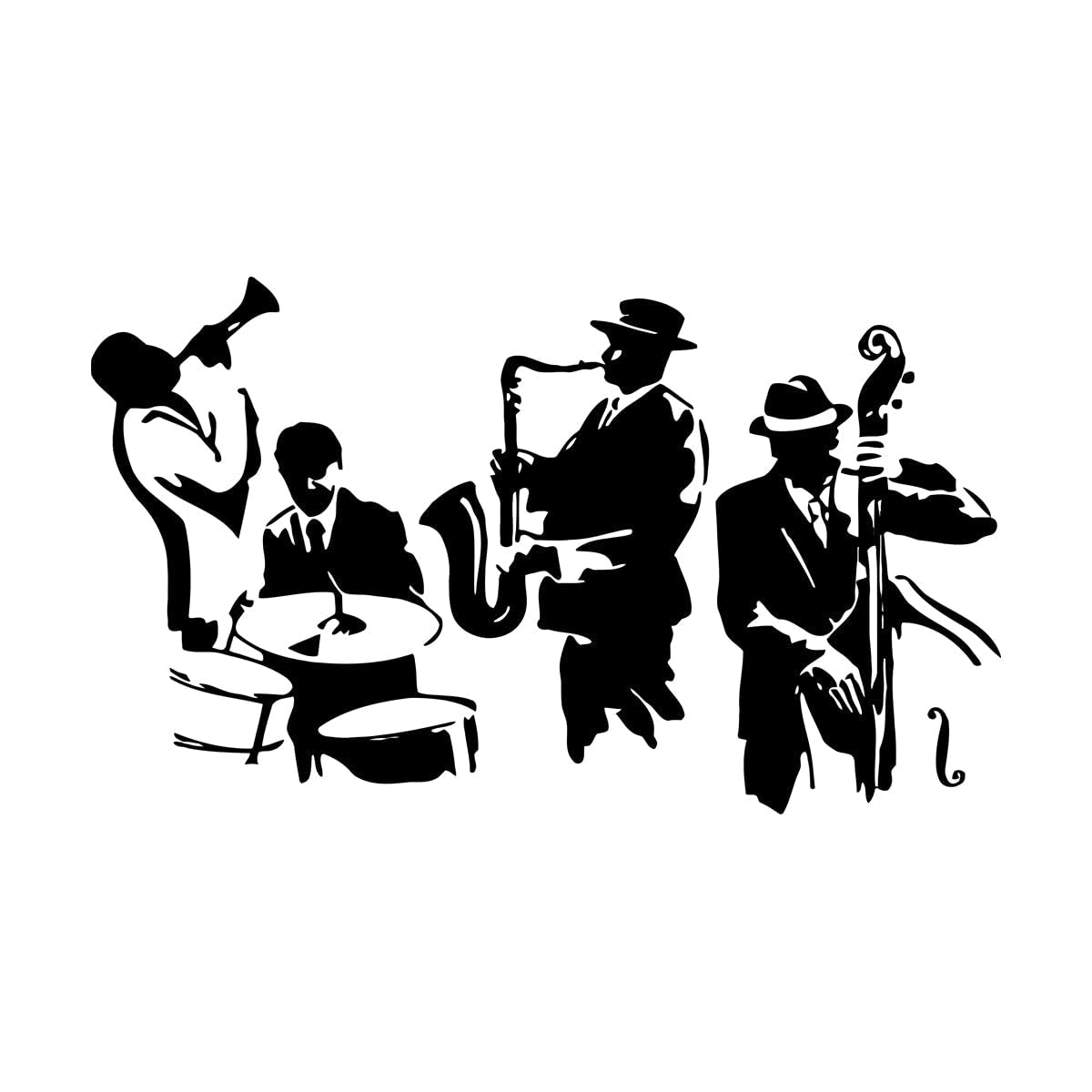Jazz Wall Decal Saxophone Instrument Tool Band Musical Player Vinyl Removable Wall Sticker Living Room Artistic Decoration Small - 34x57cm