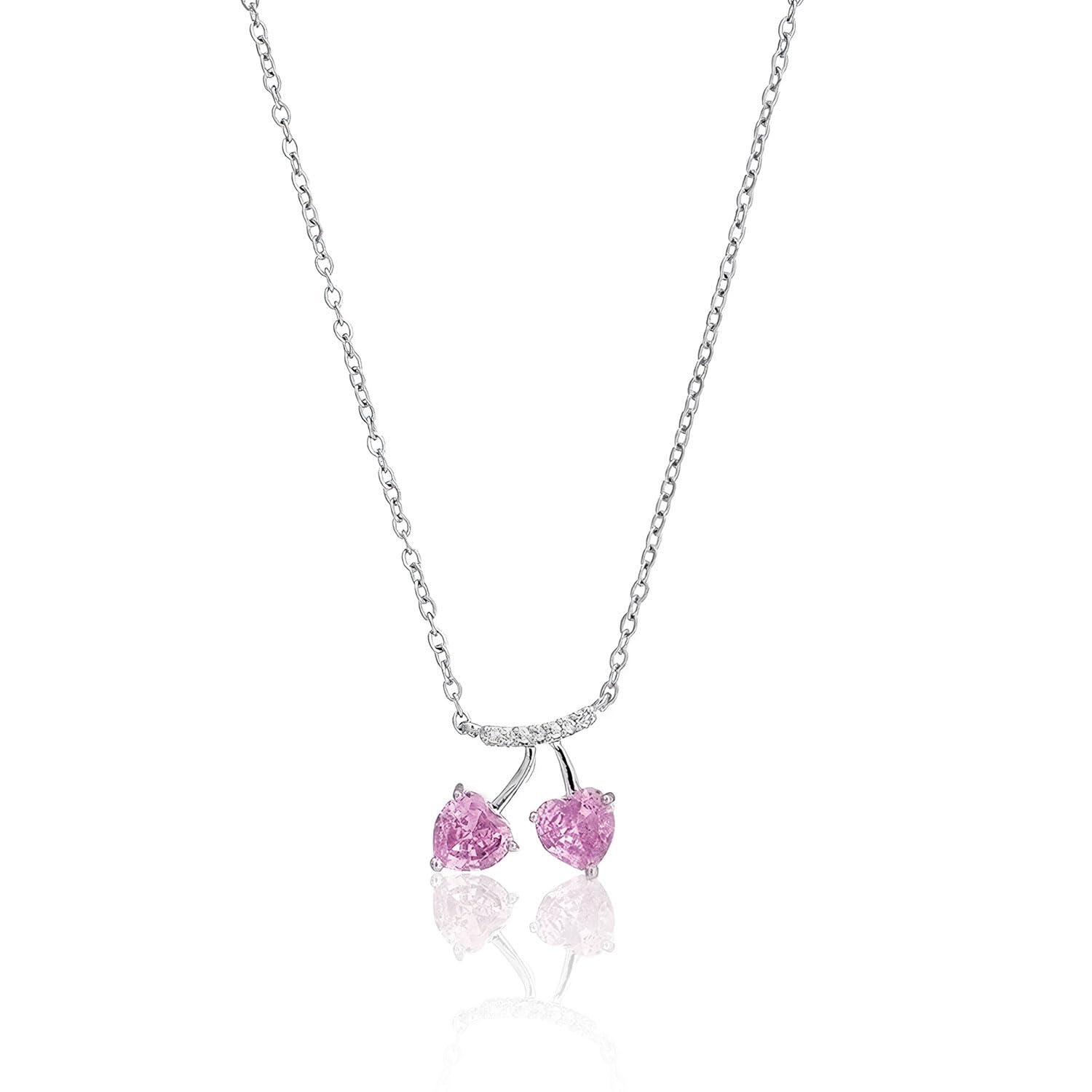 TecoKart Necklace for Women with Pink Diamond Cherry, Aesthetic Birthday Gift for Girls, Cute Ladies’ Necklace as Return Gifts for Women, Chain for Parties (B0D2R7BJV8) Amazon Price History, Amazon Price Tracker