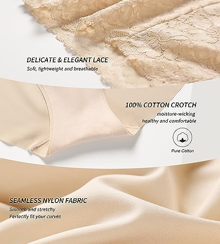 Image of SHARICCA High Waist Lace Underwear for Women Seamless Sexy Panties Ladies Stretch Full Coverage Briefs Pack