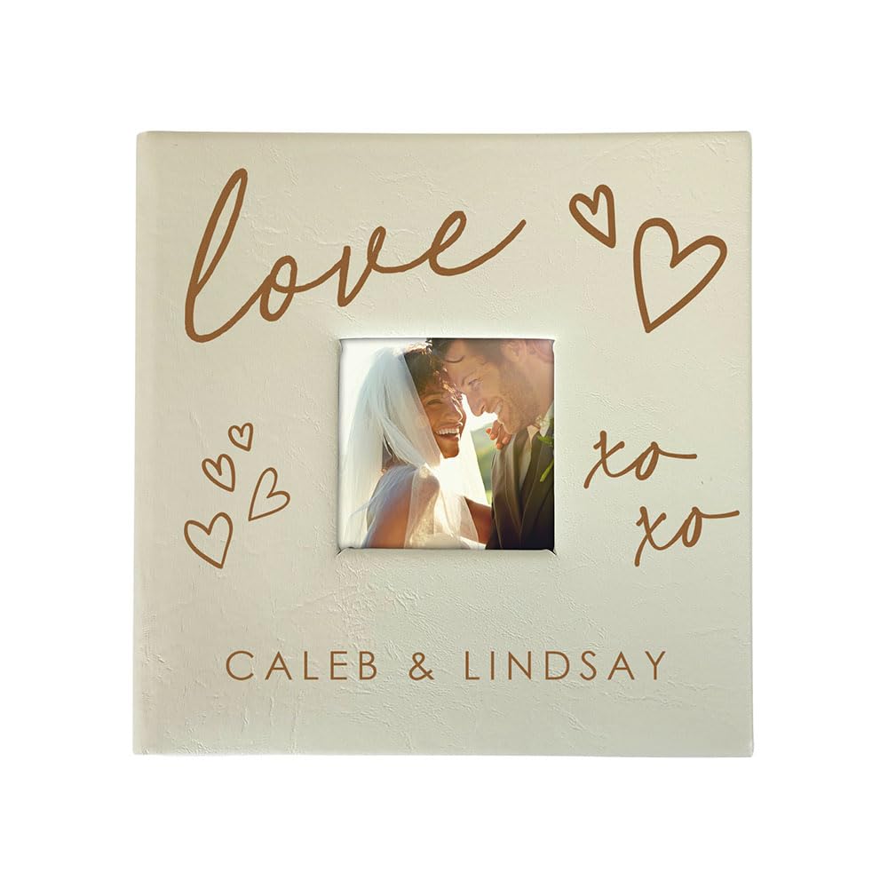 Personalized Photo Album For Couples, Engraved Love XOXO Leatherette Picture Album, Holds 200 4" x 6" Photos, Anniversary Keepsake, Wedding Gift, Valentine's Day Present
