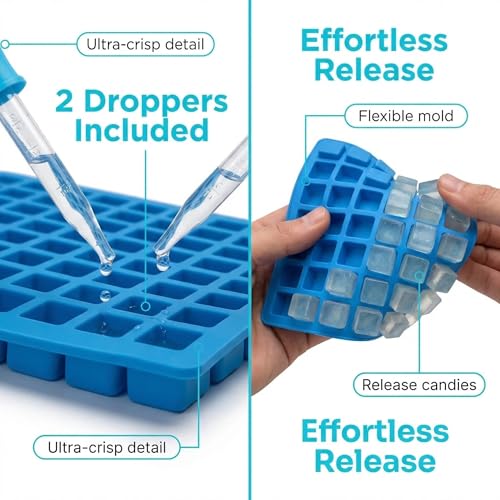 Square Silicone Candy Molds - 252 Cavity Gummy Molds with Droppers, 2-Pack Flexible Chocolate Molds for Gummies, Hard Candy, Caramels, Ice Cubes, BPA Free Non-Stick Baking Molds by Apiocmy - Image 4