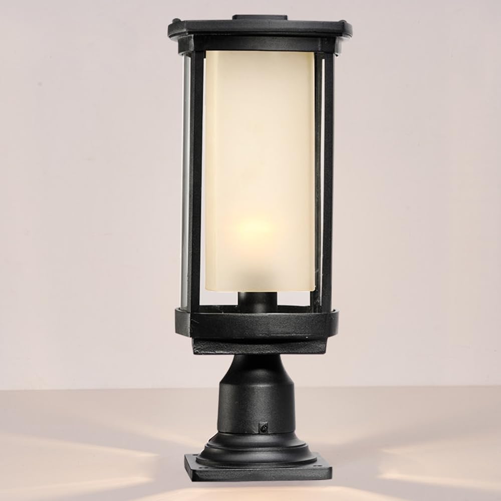HCIPJQY Vintage Outdoor Pillar Light in American Style Waterproof Post Lamp with Frosted Glass for Patio Decor Fits Posts Classical Garden Lantern Aluminum Lamp Post Light Fixture