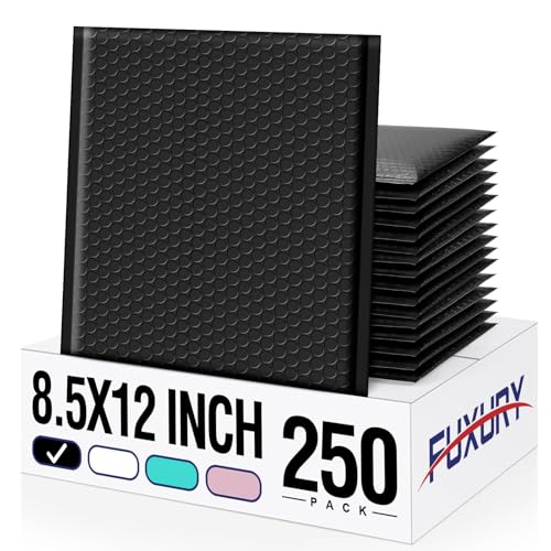 Fuxury 250Pack Black Bubble Mailers 8.5x12
