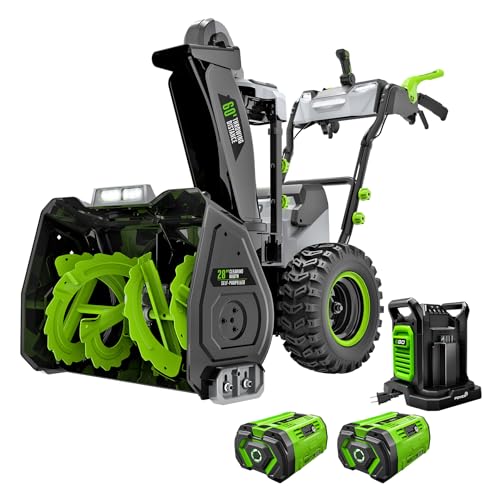 EGO Power+ 28" Electric Snow Blower, Cordless Self-Propelled 2-Stage, Includes (2) 56 V 12.0Ah Batteries and Dual Port Charger - SNT2807