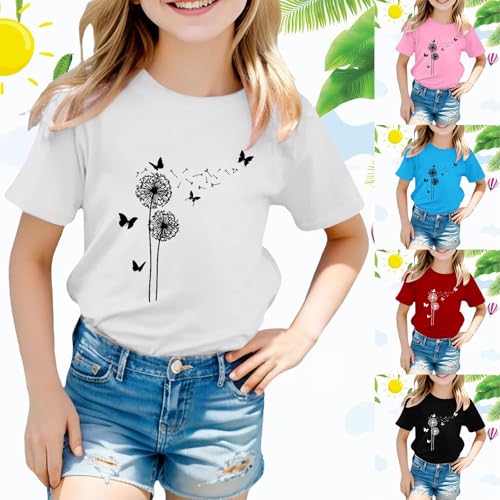 Toddler Girls Dandelion Butterfly Graphic Tee | Cotton Short Sleeve Crew Neck Summer Casual T-Shirt Cozy Kids Clothes4