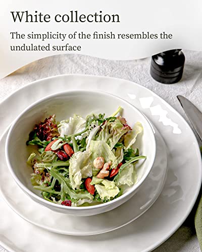 Hombene White Dinnerware Set 16 Piece Service For 4, Porcelain Dinnerware Sets, Over Size Bowls And Plates Sets For Dessert Salad And Pasta, Dishes Set W/Mugs #TOP5